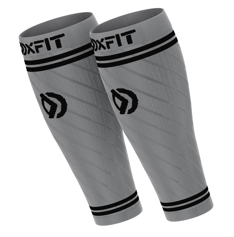 OXFIT Calf Compression Sleeve for Men & Women - Shin Splints Support, Calf Sleeves Ideal for Running, Injury Recovery, Leg Socks, Muscle Cramps - Pair (S, Grey) S - NewNest Australia