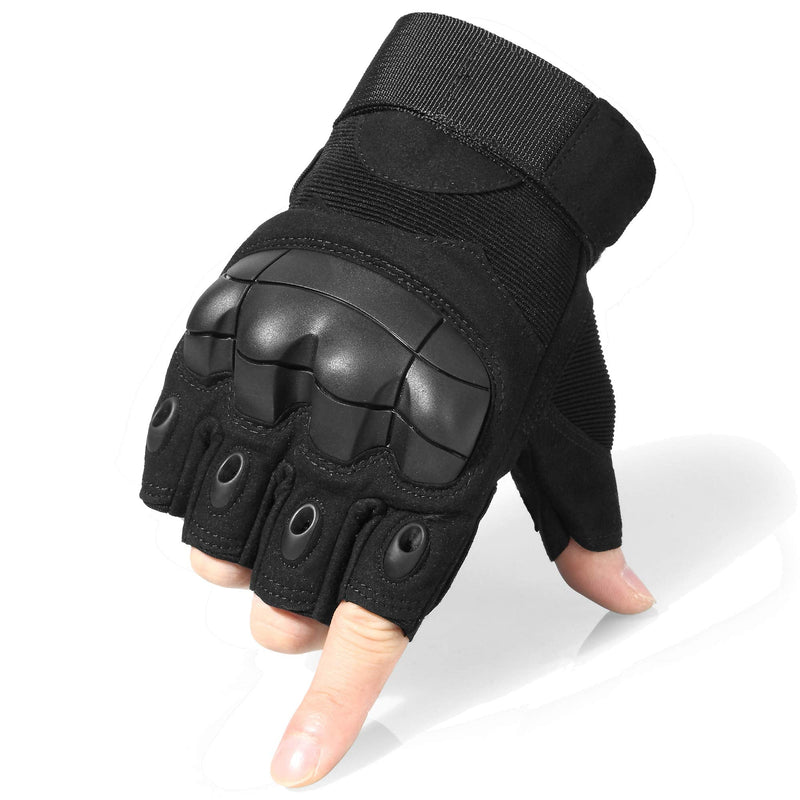 wtactful Tactical Fingerless Gloves for Motorbike Motorcycle Cycling Climbing Hiking Hunting Gloves Black Medium - NewNest Australia