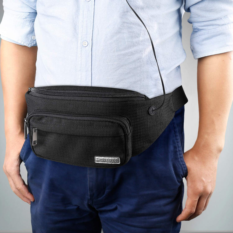 MYCARBON Fanny Pack for men and Women, Large Fanny Pack Waist Pack Bag Cute Hip Bum Non-Bounce Belt Non-Slip Cotton Durable Pouch with Adjustable Strap for Outdoors Casual Travel Hiking Black - NewNest Australia