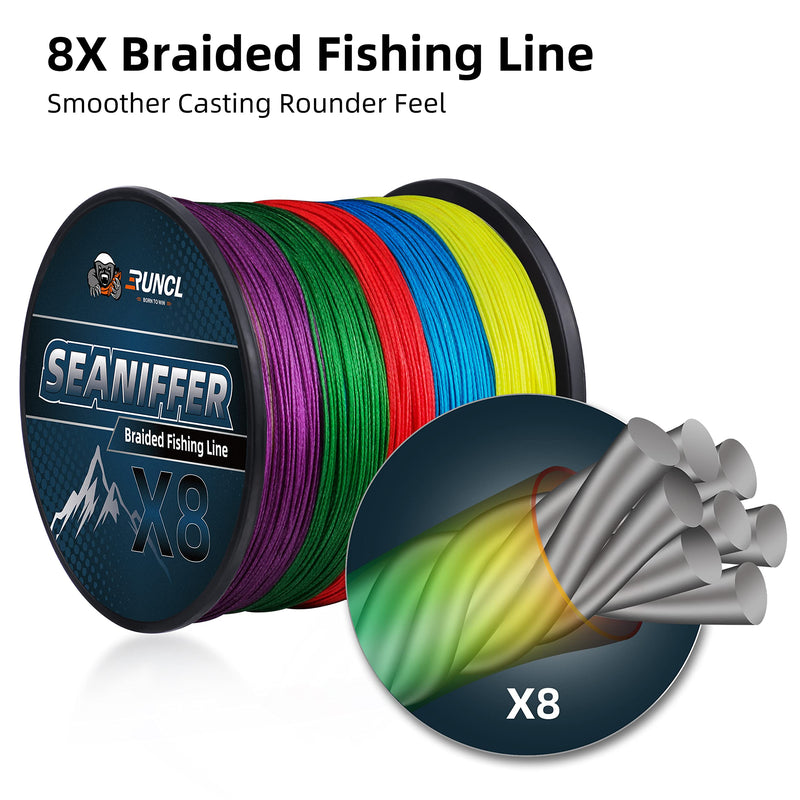 RUNCL Braided Fishing Line, Abrasion Resistant Braided Lines for Saltwater or Freshwater, Smooth Casting, Zero Stretch, Thin Diameter, Multicolor for Extra Visibility, 328/546/1093Yds, 8-200LB B - 546Yds/500M(8 Strands) 25LB(11.3KG)/0.2mm - NewNest Australia