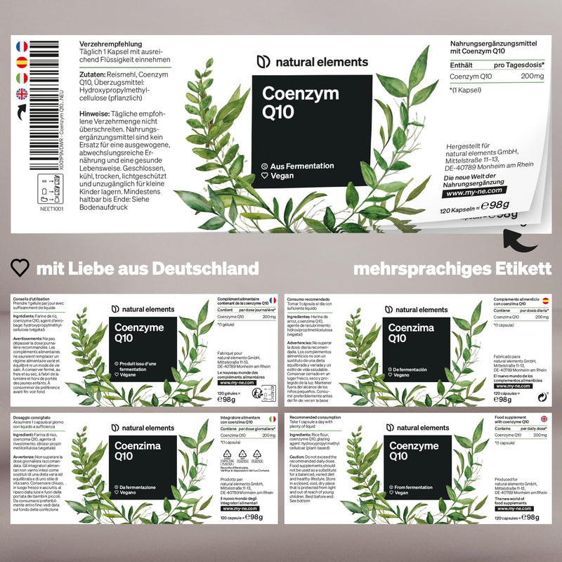 Coenzyme Q10 - 200Mg Per Capsule - 120 Vegan Capsules - 4 Month Range - High-Quality Q10 From Fermentation Of Corn - High Dose, Produced In Germany & Laboratory Tested - NewNest Australia