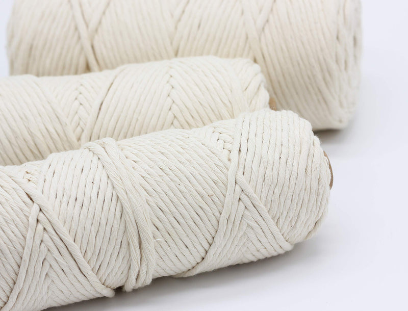 3mm 110Y Macrame Cord Rope -1/10inch Single Stand White Macrame Cotton String for Handemade Wall Hanging Weaving Basketry Crochet and Tapestry (3mm-100m (110yd)) 3mm-100m (110yd) - NewNest Australia