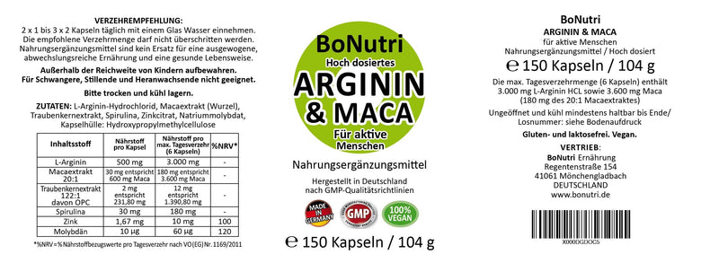 Autumn Sale: Comparison Sieger L-Arginine 2017 vergleich. Org. Bonutri Arginine 1500 mg & Maca 1200 mg 140 Capsules High Dose Monthly Needs L Arginine Magnesium Stearate Gluten Free Vegan Lactose Free - NewNest Australia