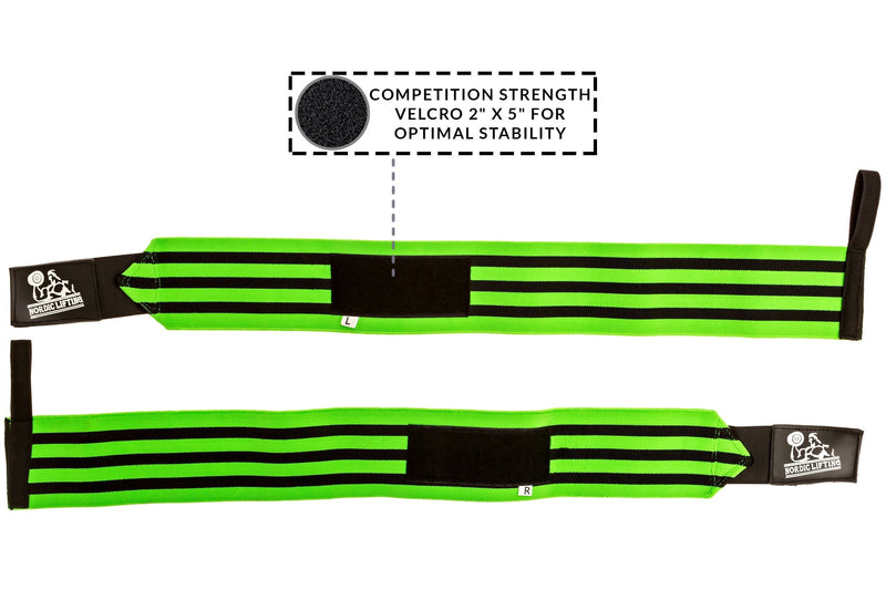 Nordic Lifting Wrist Wraps Super Heavy Duty (1 Pair/2 Wraps) 24" Support for Weight Lifting | Powerlifting | Gym | Cross Training- Weightlifting Thumb Loop - Men & Women Green - NewNest Australia