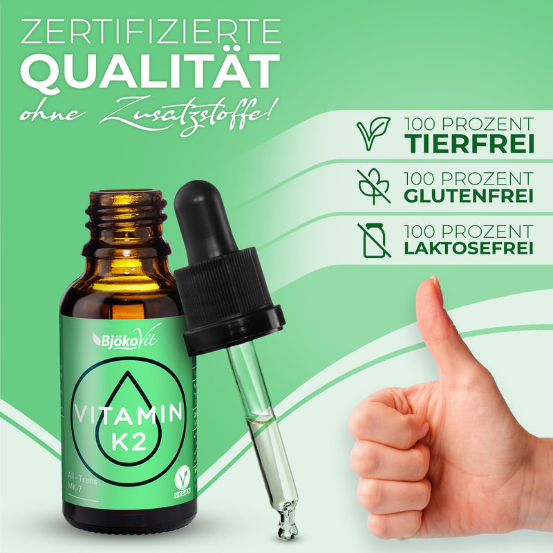 BjökoVit VITAMIN K2 VEGAN drops - high bioavailability thanks to All-Trans MK-7 form - 700 vegan drops with 100µg natural vitamin K2 per daily dose - NewNest Australia