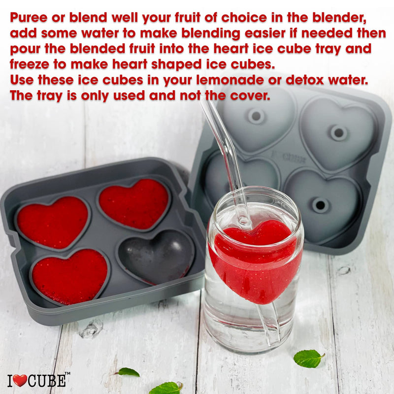 I LOVE CUBE Ice Cube Tray, 3D Heart Ice Mold, Large Big Heart Cube - 2.5 Inches Heart Shape Ice Mold for Whiskey, Cocktail, Beverages, Iced Tea & Coffee - NewNest Australia
