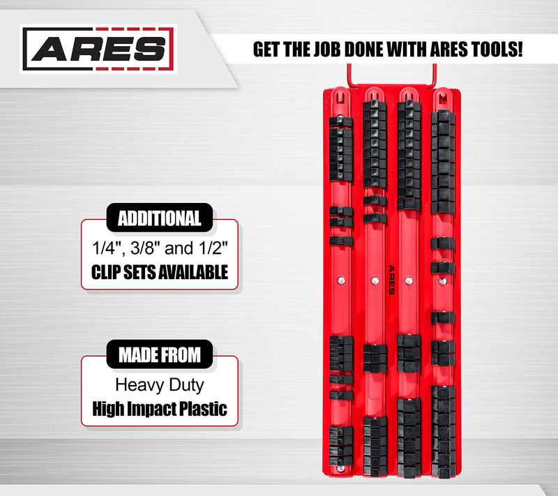 ARES 70177-80-Piece Socket Organizer - 1/4-Inch, 3/8-Inch, and 1/2-Inch Drive Socket Rails Hold 80 Sockets and Keep Your Tool Box Organized Red 80-Piece Socket Organizer - NewNest Australia