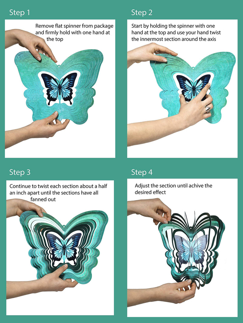 ISEO Butterfly Design Wind Spinner – 12 inch Beautiful Garden Decoration Accessory – Outdoor Porch Decoration - Easy to Mount with Rustproof Swivel Hanging Hooks – All Year Yard Beautification - NewNest Australia