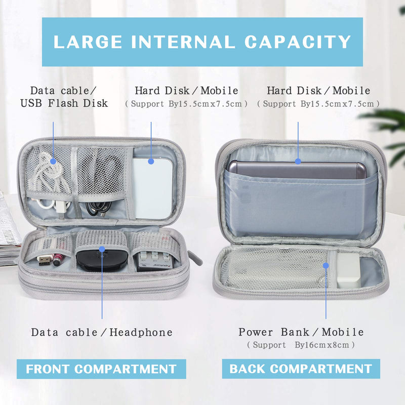 FYY Electronics Accessories Organiser Bag, Travel Cable Organizer Bag Pouch Portable Waterproof Double Layers All-in-One Carry Travel Bag for Cable, Cord, Charger, Phone, Earphone S-Grey A-Grey - NewNest Australia