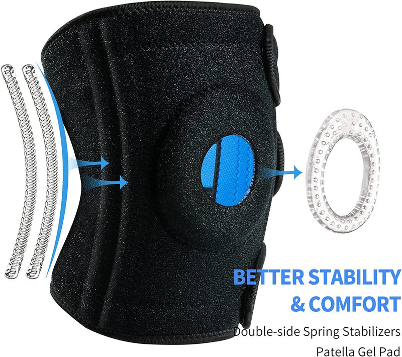 ABYON Knee Brace, Knee Support for Men Women with Side Stabilizers and Adjustable Straps, Open Patella Support for Arthritis Tendonitis, Meniscus Tears, Joint Pain Relief (Size XXL) XX-Large - NewNest Australia