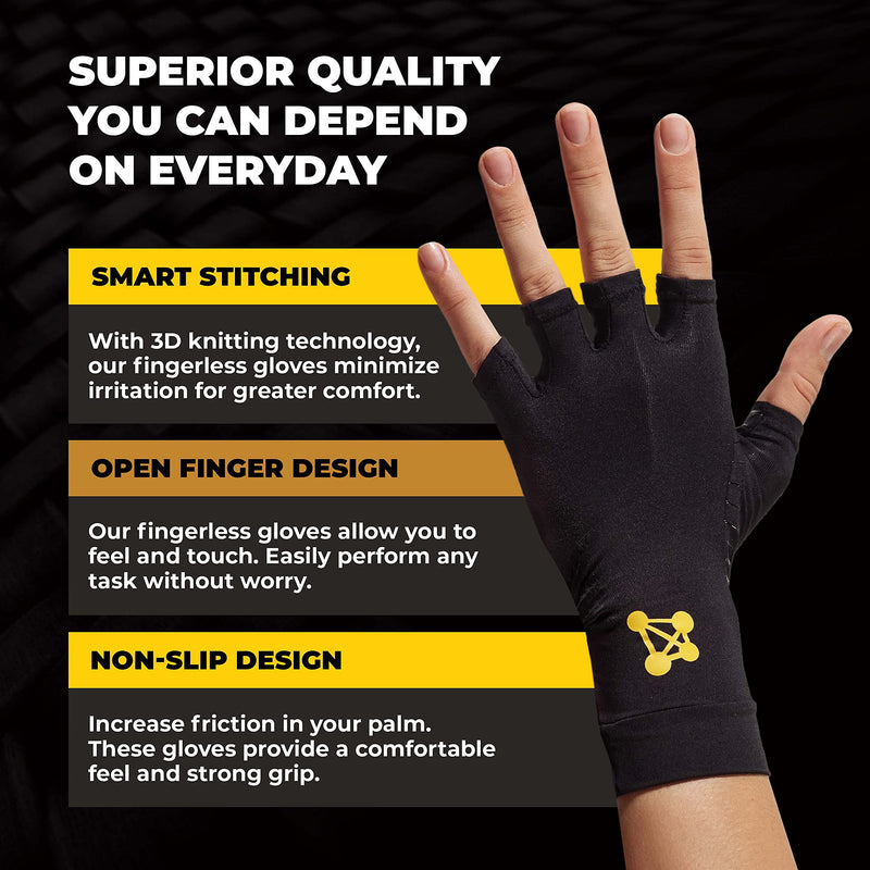 CopperJoint Fingerless Compression Gloves – Copper-Infused Designed to Support Your Hands - Rapid Recovery and Pain Relief, All Lifestyles - Pair Small - NewNest Australia
