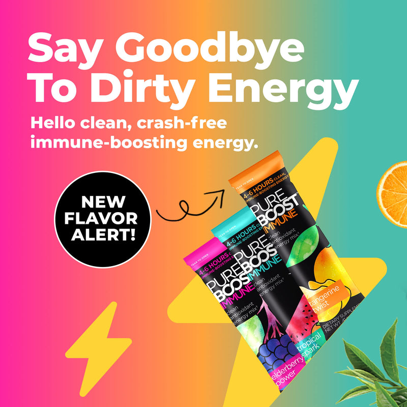 Pureboost Immune Clean Energy Drink Mix: Immunity Supplement with Elderberry, 1200 mg Vitamin C, Vitamins A + D, Zinc, 28 Vitamins, Minerals and Supernutrients (Combo, 30 Count) Combo - NewNest Australia
