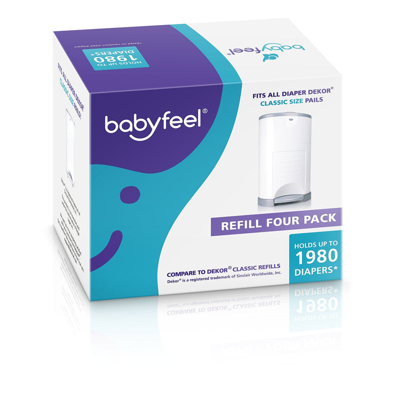 Babyfeel Refills Compatible with Dekor Classic Diaper Pails | 4 Pack | Exclusive 30% Extra Thickness | Diaper Pail Refills with Powerful Odor Elimination | Fresh Powder Scent | Holds up to 1980 Diapers - NewNest Australia