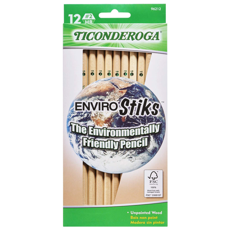 Ticonderoga EnviroStik, No. 2 Soft, Six 12-Count Hang Tab Boxes, Total 72 Pencils, (Wood-Cased Black Writing), Made from Recycled Content, 100% Recyclable (96212) - NewNest Australia