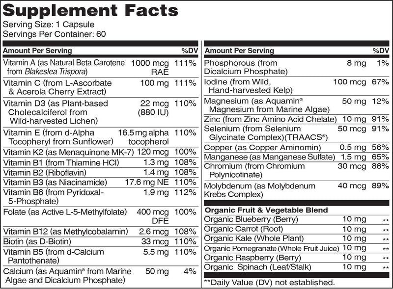 NATURELO One Daily Multivitamin for Men - with Vitamins & Minerals + Organic Whole Foods - Supplement to Boost Energy, General Health - Non-GMO - 60 Capsules | 2 Month Supply 60 Count (Pack of 1) - NewNest Australia