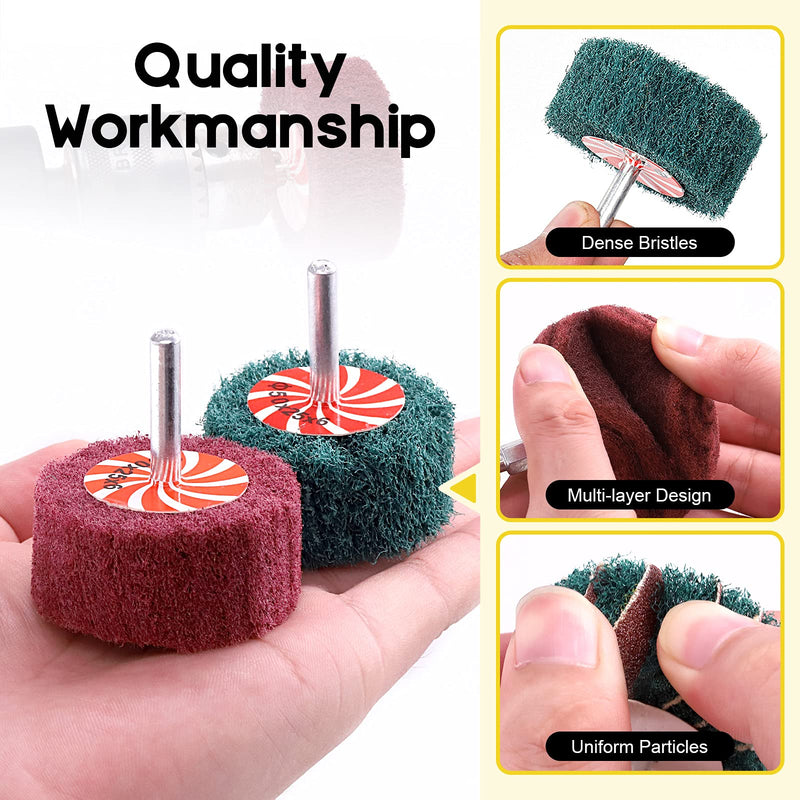 Mardatt 10Pcs Non Woven Abrasive Buffing Pads Wheels Drill Attachment Set, Scouring Pads Wheel with 1/4" Shank, Rotary Buffer Tool Accessories for Polishing Mirror Stainless Steel Copper Aluminum - NewNest Australia
