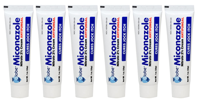 Globe Miconazole Nitrate 2% Anti fungal Cream | Cures Most Athletes Foot, Jock Itch, Ringworm | 1 OZ Tube (6 Pack) - NewNest Australia
