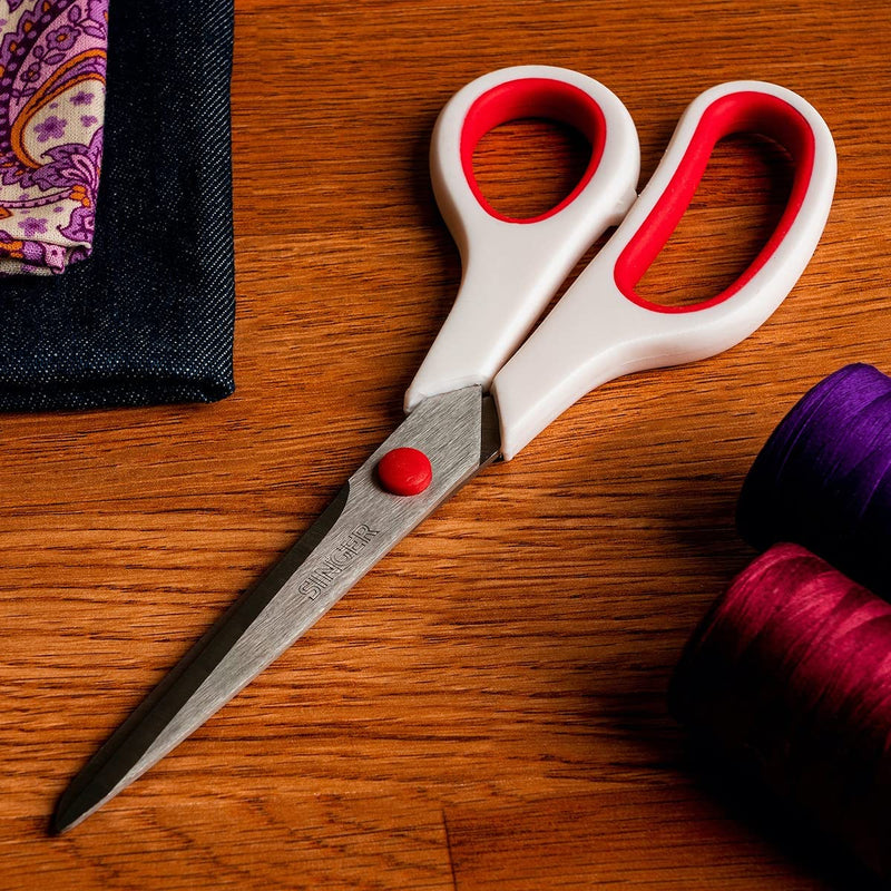 SINGER Fabric Scissors with Comfort Grip, 1-pack, Red & White - NewNest Australia