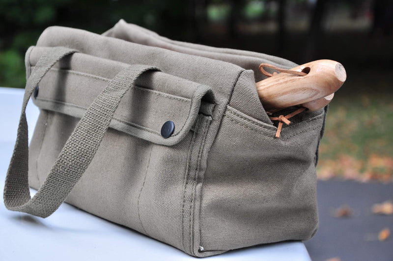 G & F Products Government Issued Style Mechanics Heavy Duty Tool Bag with Brass zipper and side pockets, tool bag for cars, drill, garden, and electrician. Olive Green , 11" x 7" x 6" - NewNest Australia
