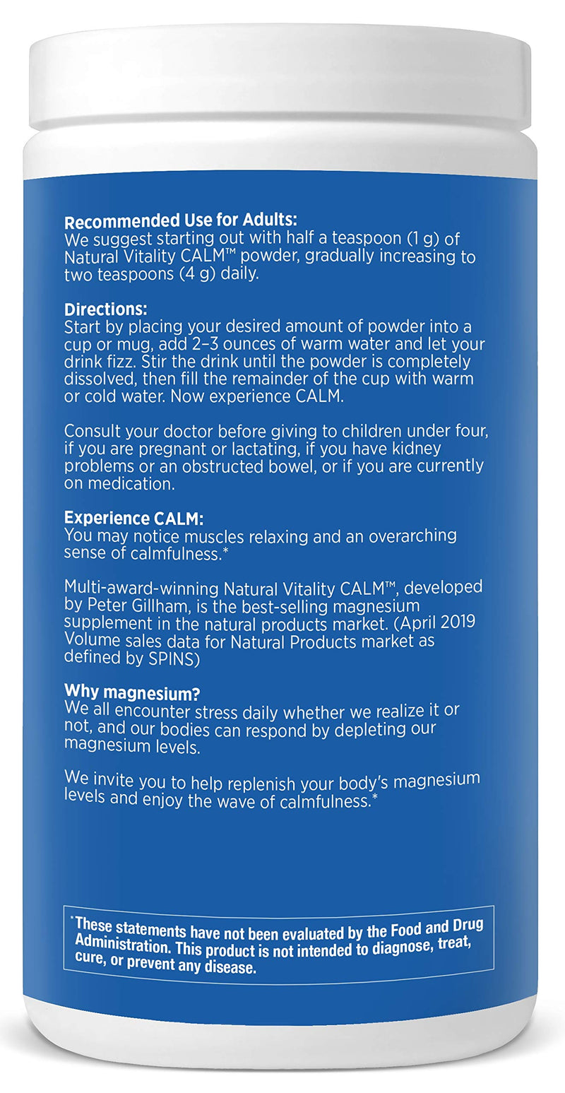 Natural Vitality Calm #1 Selling Magnesium Citrate Supplement, Anti-Stress Magnesium Supplement Drink Mix Powder- Raspberry Lemon, Vegan, Gluten Free and Non-GMO (Package May Vary), 16 oz 113 Servings - NewNest Australia