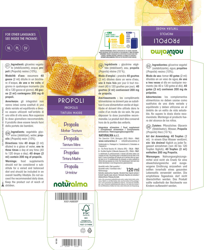 Propolis (Propolis) Resin Alcohol-Free Mother Tincture Naturalma | Liquid extract drops 120 ml | Dietary supplement alcohol-free 120 ml (pack of 1) - NewNest Australia