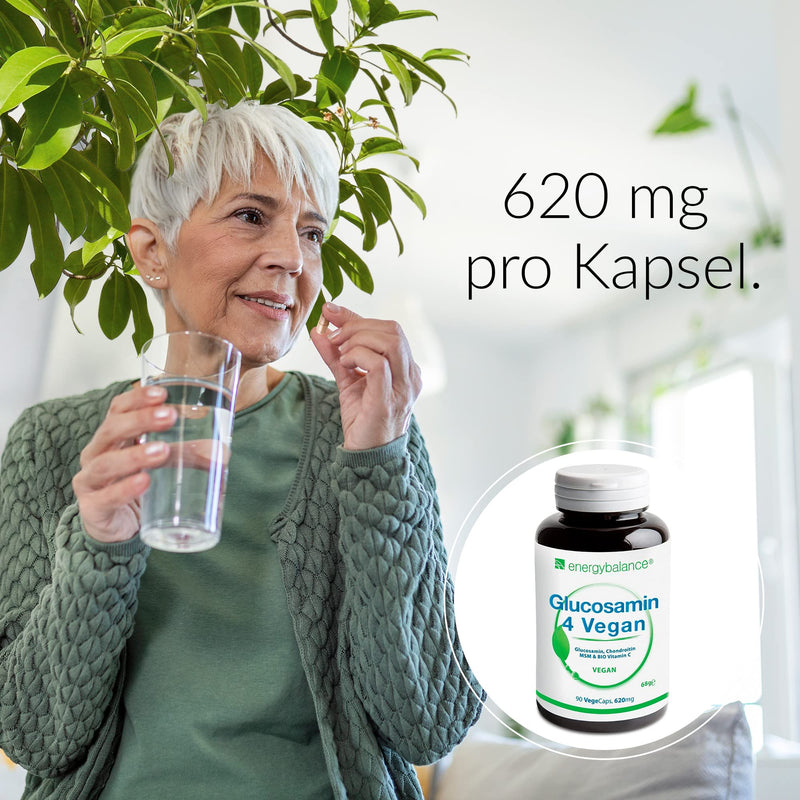 Glucosamine 4 Vegan 620 Mg Per Capsule - Four Vegan Ingredients In One For Well-Being: Glucosamine, Chondroitin, Msm (Methylsulfonylmethane) And Acerola Vitamin C - 90 Capsules - NewNest Australia