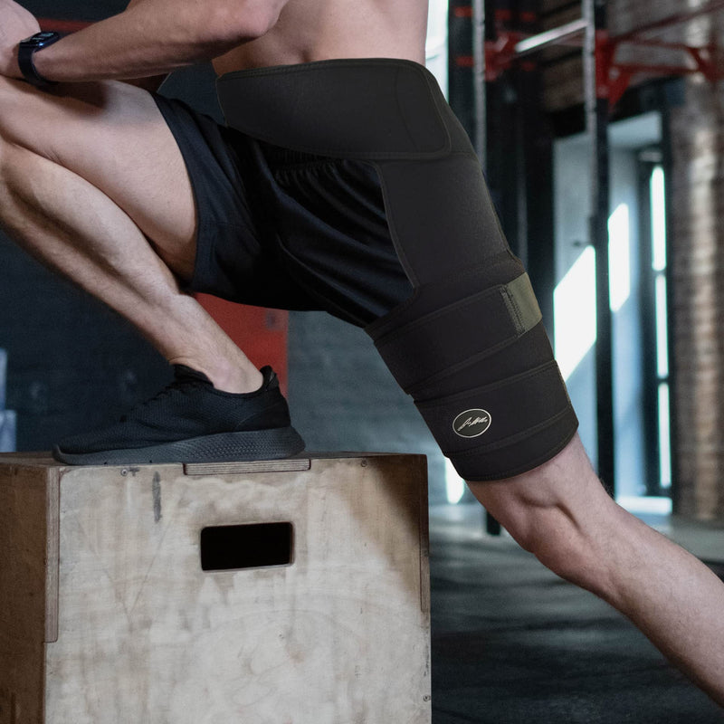 Doctor Developed Stabilizing Hip Support Brace - Sciatica Pain Relief, Piriformis Syndrome - Thigh compression, Hamstring compression wrap - Doctor Handbook included - Women & Men (L/XL, Black) L/XL - NewNest Australia