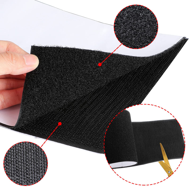 Hook and Loop Tape Double Sided Hook and Loop Tape with Adhesive Back Fastener Strip Reusable Double Side Hook Roll Sticky Glue Nylon Patch, Black (6 Inch Width 1 Yard Length) 6 Inch Width 1 Yard Length - NewNest Australia