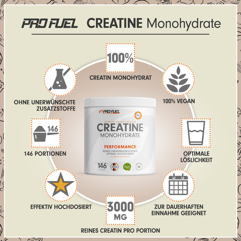 Creatine Monohydrate Powder 500 G - Creatine Monohydrate In Micronized Quality - Creatine Monohydrate Optimal High Dose - Pure Creatine Powder Without Additives, 100% Vegan - For 146 Uses - NewNest Australia