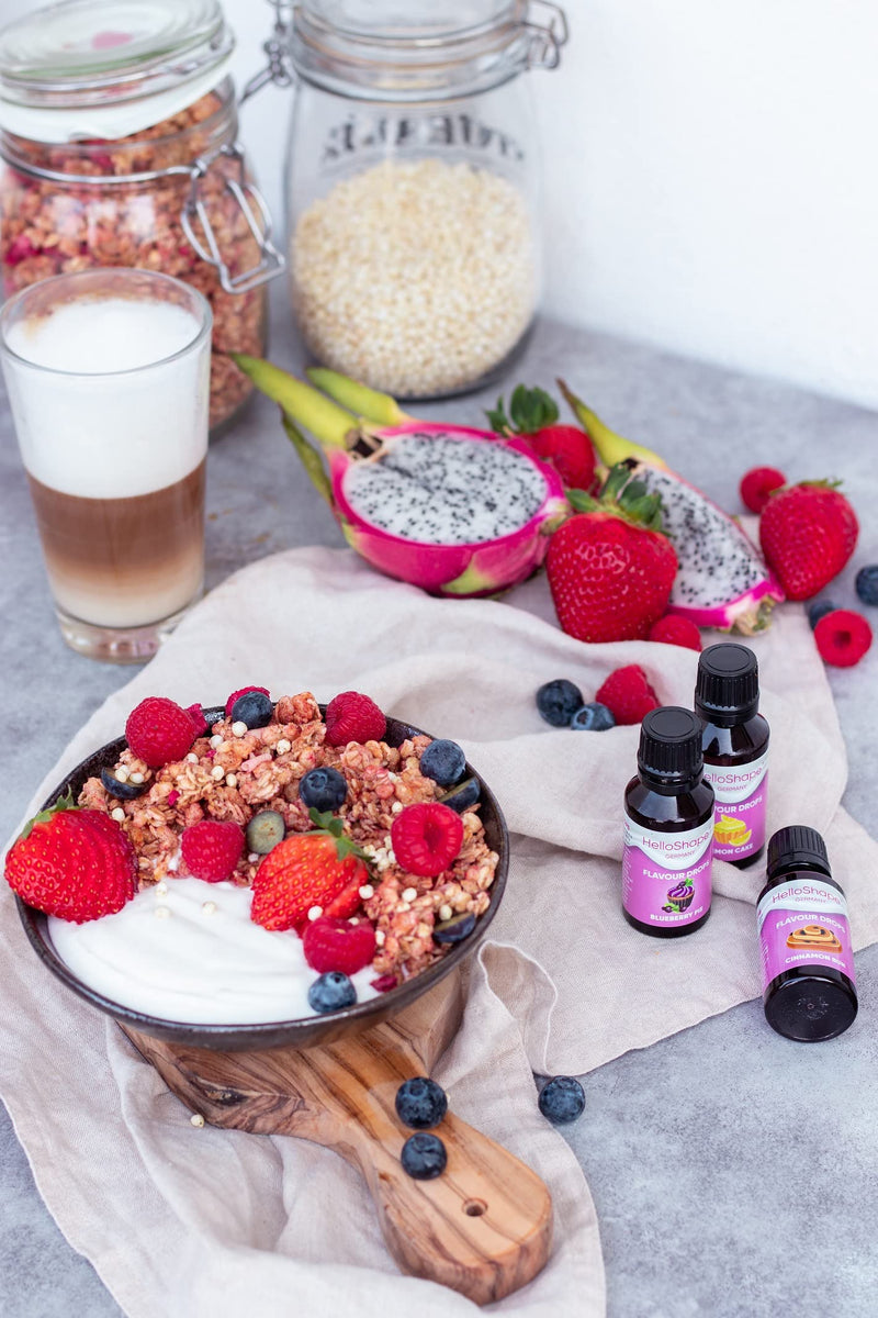 Flavor Drops sugar-free set 2x 30 ml - vanilla & strawberry | Flavor drops WITHOUT CALORIES for sweetening with dosing aid | vegan | For natural yoghurt, porridge or quark - Hello Shape 30 ml (pack of 2) - NewNest Australia