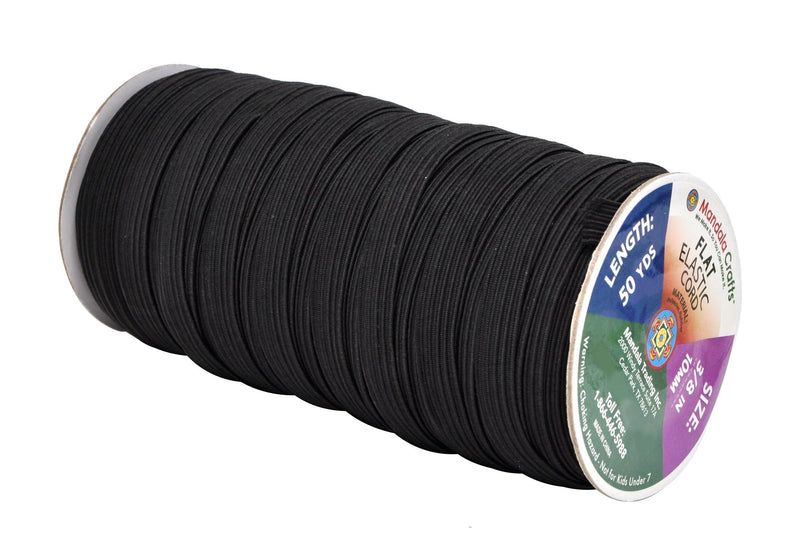 Mandala Crafts Flat Elastic Band, Braided Stretch Strap Cord Roll for Sewing and Crafting; 3/8 inch 10mm 50 Yards Black - NewNest Australia