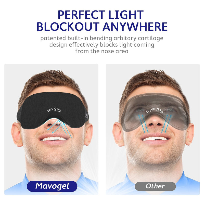 Mavogel Cotton Sleep Eye Mask - Updated Design Light Blocking Sleep Mask, Soft and Comfortable Night Eye Mask for Men Women, Eye Blinder for Travel/Sleeping/Shift Work, Includes Travel Pouch, Black - NewNest Australia