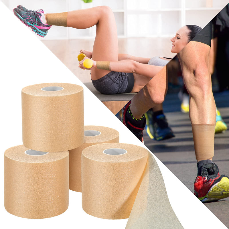 4 Pieces Foam Underwrap Athletic Foam Tap Sports Pre Wrap Athletic Tape for Ankles Wrists Hands and Knees (Beige,2.75 Inches x 30 Yards) Beige 2.75 Inch x 30 Yards - NewNest Australia