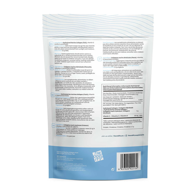 Pure Sea Collagen Powder With Vitamin C | Collagen Hydrolysate Peptides | Essential Amino Acids For Skin, Hair, Nails, Tendons And Ligaments | Neutral Flavor, 306 G | 60 Tins - NewNest Australia