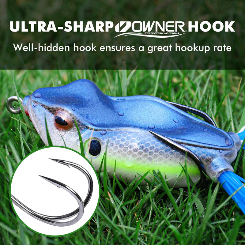 TRUSCEND Topwater Fishing Lures for Bass, Super Soft Hollow Rubber/Floating Solid Foam Frog Lures, Perfect Surface Bass Lure, Weedless Ultra-Sharp BKK Hooks, Soft Skirt Legs/ Spinner Tail A-2.5",0.5oz - NewNest Australia