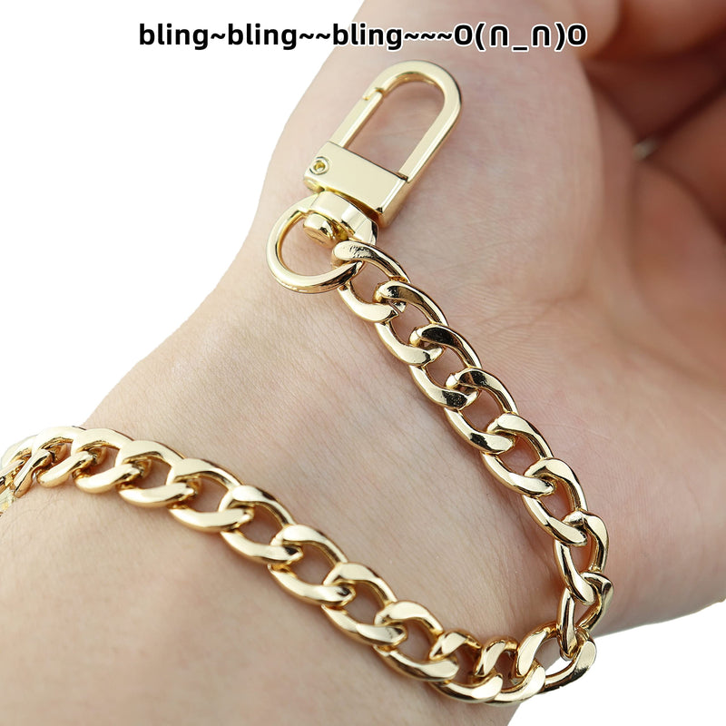 HEEHEE 7.9" Mini Purse Chain Strap More Upscale Color Tone Wearing Comfortable Slim Wide 8mm Quality Metal Flat Chains Handbag Replacement Straps Gold 1 PCS for Shoulder Cross Body Wallet Clutch Gold 7.9" - NewNest Australia