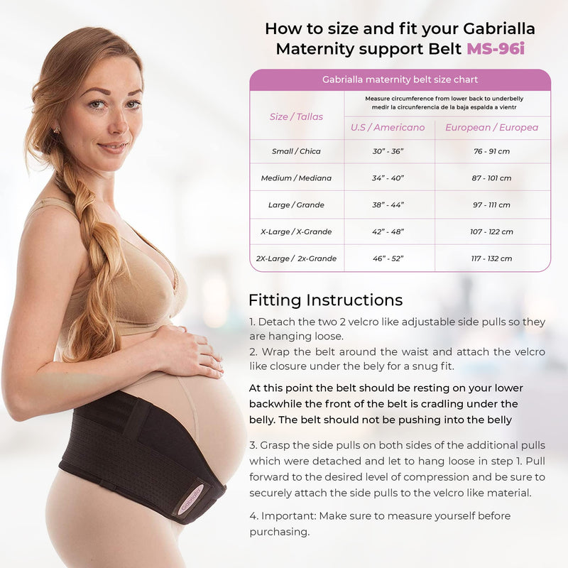 GABRIALLA Breathable Cotton Lined Maternity Support Belt, Helps Prevent Stretchmarks & Relieve Lower Back Pain, Best Pregnancy Belly Support Band, Made in USA, MS-96i Black Small - NewNest Australia