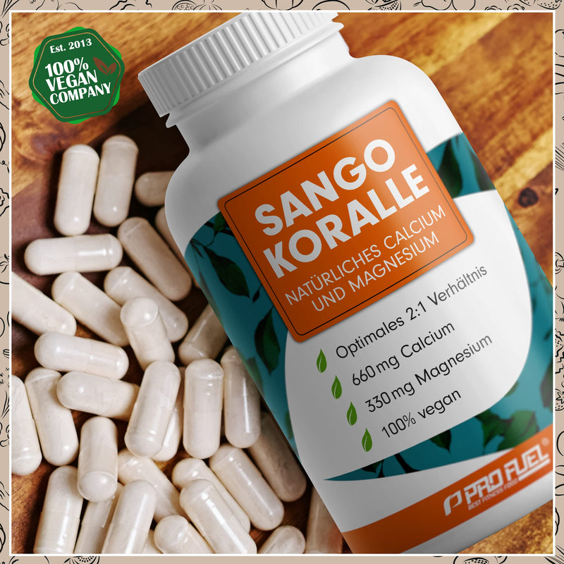 Sango Sea Coral 180 capsules, high dose with 660mg calcium + 330mg magnesium per day, natural calcium and magnesium complex - without unwanted additives, supply for 60 days, 100% vegan 1x 180 capsules - NewNest Australia