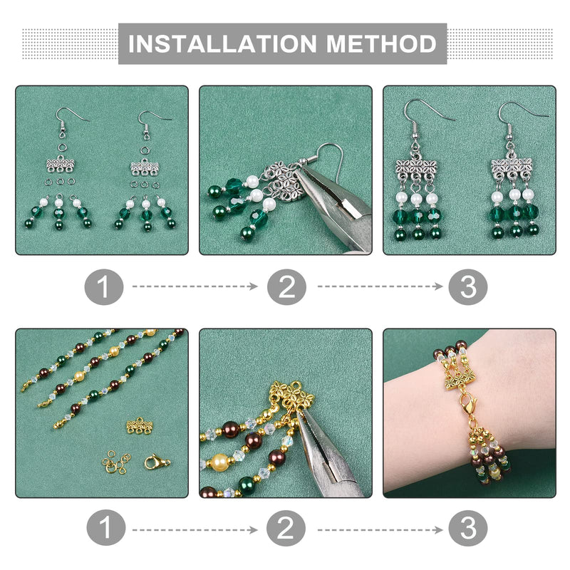 PH PandaHall 2 Colors 3-Layer Clasp, 80pcs Chandelier Components Links Tibetan Alloy Multi Strand Bracelet Necklace Layer Clasp for Multilayer Necklace Dangle Earring Making - NewNest Australia