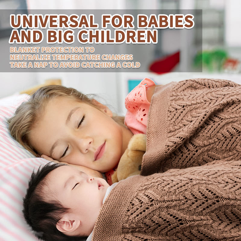 Baby Blanket Cellular Knitted Toddler Blankets 100% Cotton Breathable Soft for Newborn Boy Girls 43x35 Inch Beige - NewNest Australia