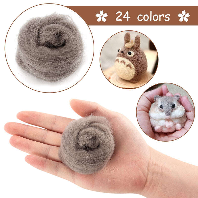 72pcs 7.6 oz Needle Felting Wool- 24 Dark Colors Nature Fibre Wool Yarn Roving Needle Felting Hand Spinnings for Wool Felting Yarn Supplies DIY Craft Materials, 3g/Color Deep Color - NewNest Australia