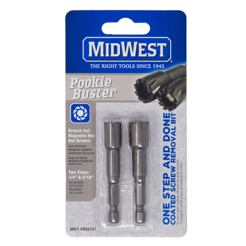 MIDWEST Pookie Buster - 1/4" & 5/16" Magnetic Nut Driver Set with Patented Broach Cutter & Quick Change Hex Shank - MWT-PBSET01 S2 tool steel and rare earth magnets - NewNest Australia