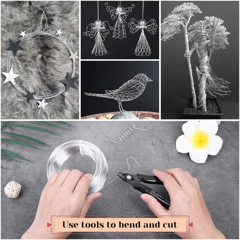 18 Gauge Aluminum Craft Wire Jewelry Making, 328 FT Metal Wire Armature Bendable Wire for Bonsai Trees, Sculpting, DIY Crafts Beading Floral (Silver, 1 mm Thickness) silver 2 - NewNest Australia