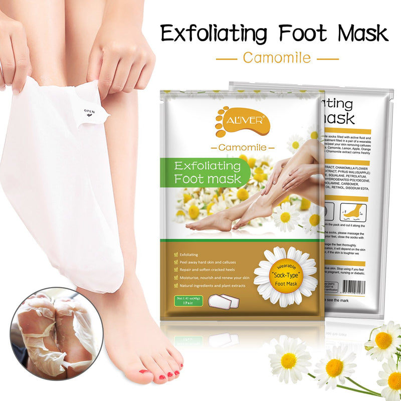 2 Pairs Exfoliant Foot Peel Mask for Soft Feet in 3-7 Days, Exfoliating Booties for Peeling Off Calluses & Dead Skin, Baby Your feet, for Men & Women (Chamomile) - NewNest Australia