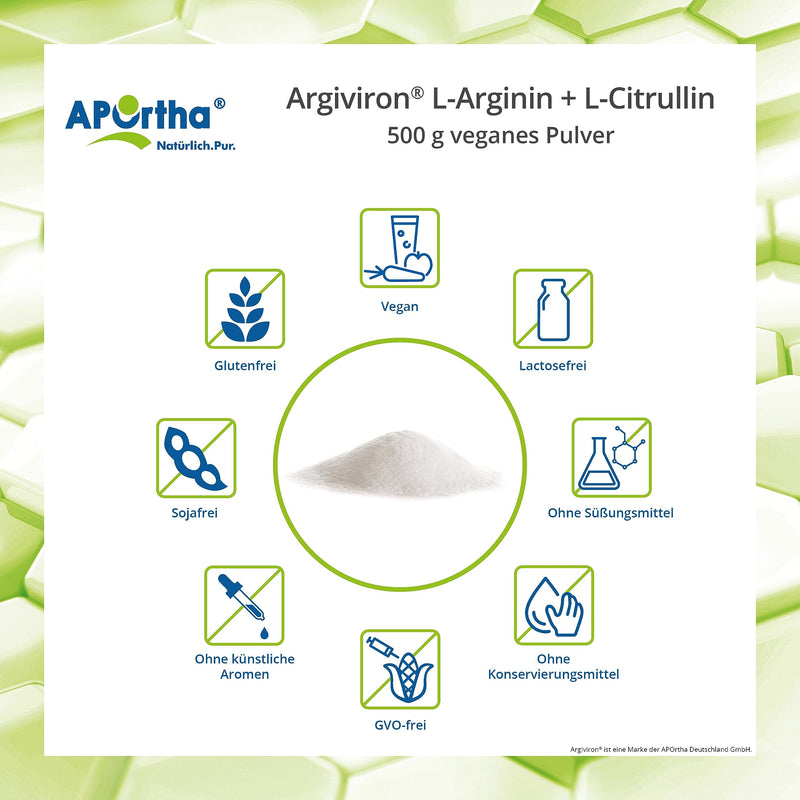 APOrtha L-Arginine & L-Citrulline vegan powder I Ratio L-Arginine to L-Citrulline 2: 1.6 I Dietary supplement purely plant-based without additives I Premium quality I 500 g powder - NewNest Australia