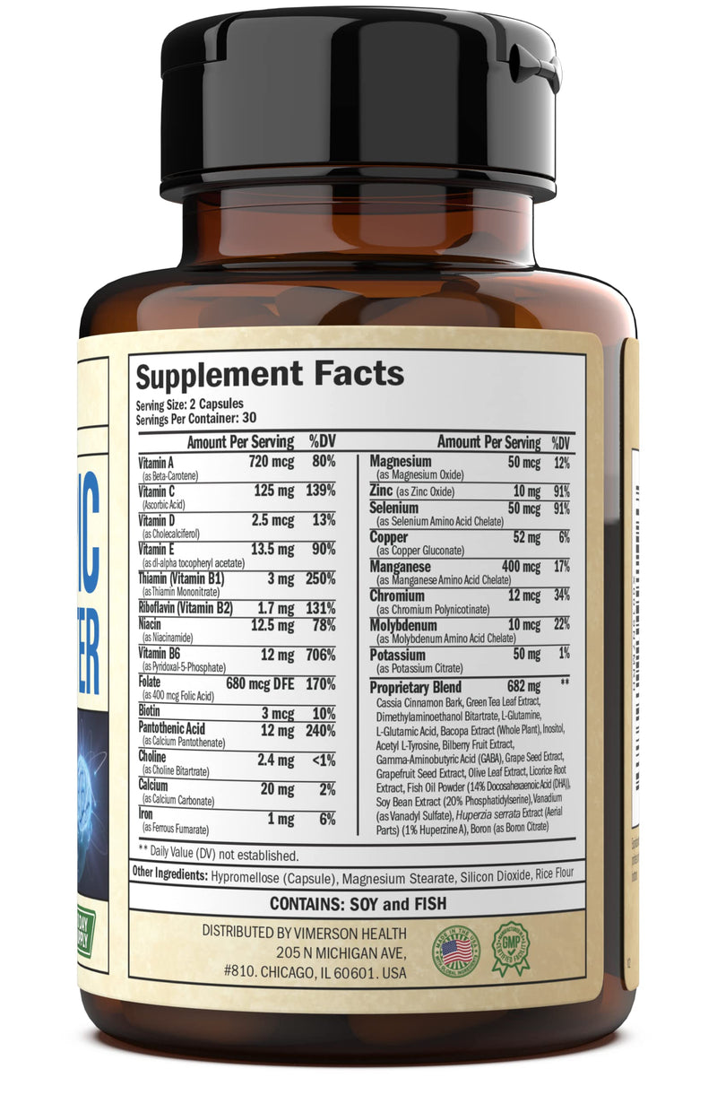 Nootropic Brain Booster with Copper. Memory, Mind, Focus. Promotes Concentration, Cognition and Mental Performance. Boosts Metabolism and Energy. Non-GMO Supplement with GABA, DMAE, Bacopa, Vitamins - NewNest Australia