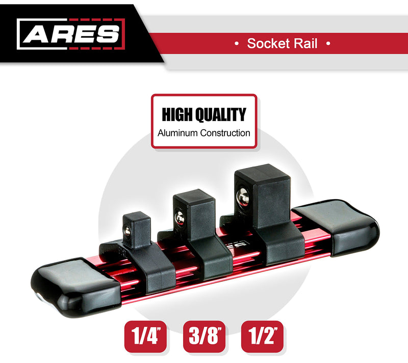 ARES 70197 - 3-Piece Universal Joint Socket Set - Includes 1/4-Inch, 3/8-Inch, and 1/2-Inch Drive U-Joints - Storage Rail Included - NewNest Australia