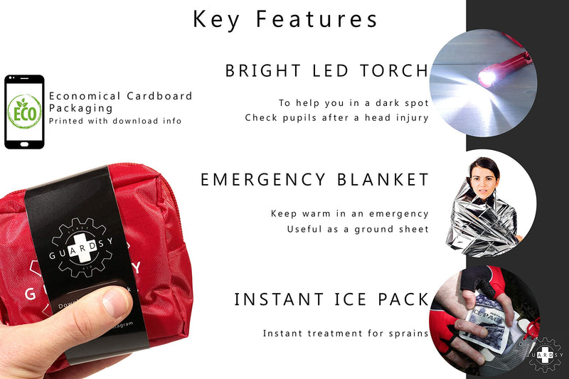 Guardsy Mini First Aid Kit | Compact Small Medical Emergency Survival Kit perfect for Car, Travel, Hiking, Camping, Outdoor, Cycling, Running, Home, Vehicle, Sports. With Digital First Aid Guide app - NewNest Australia