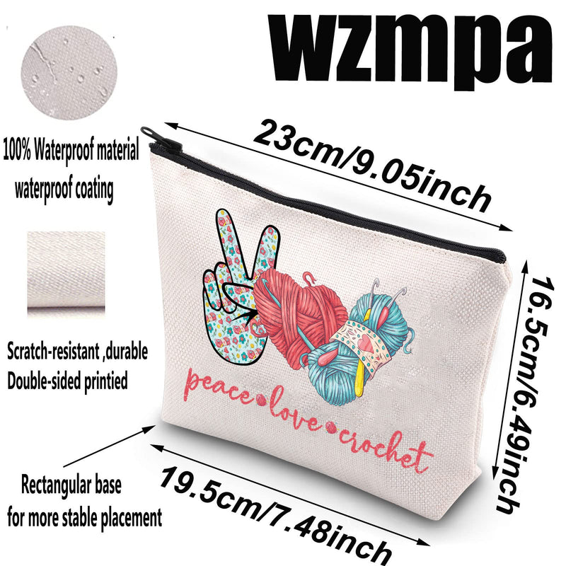 WZMPA Crocheting Lover Cosmetic Bag Crochet Gifts Peace Love Crochet Makeup Zipper Pouch Bag For Women Girls (Peace Crochet) Peace Crochet - NewNest Australia