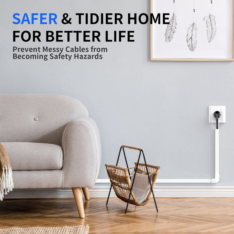 One-Cord Channel Cord Hider Wall, Delamu 157in Cable Cover, Cable Concealer Raceway, Cable Hider, Paintable Wire Covers for Wall Mounted TV, Cable Management System, 10xL15.7 W0.59 H0.4in, CC03 White Small - NewNest Australia